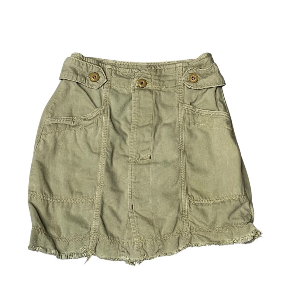 Free People Alpha Utility Green Raw Hem Skirt Size 10 - Picture 2 of 6